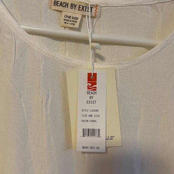 NWT Beach by Exist Tie Dye Beach Short Sleeve Poncho Cover Up Coral One Size - Picture 5 of 5